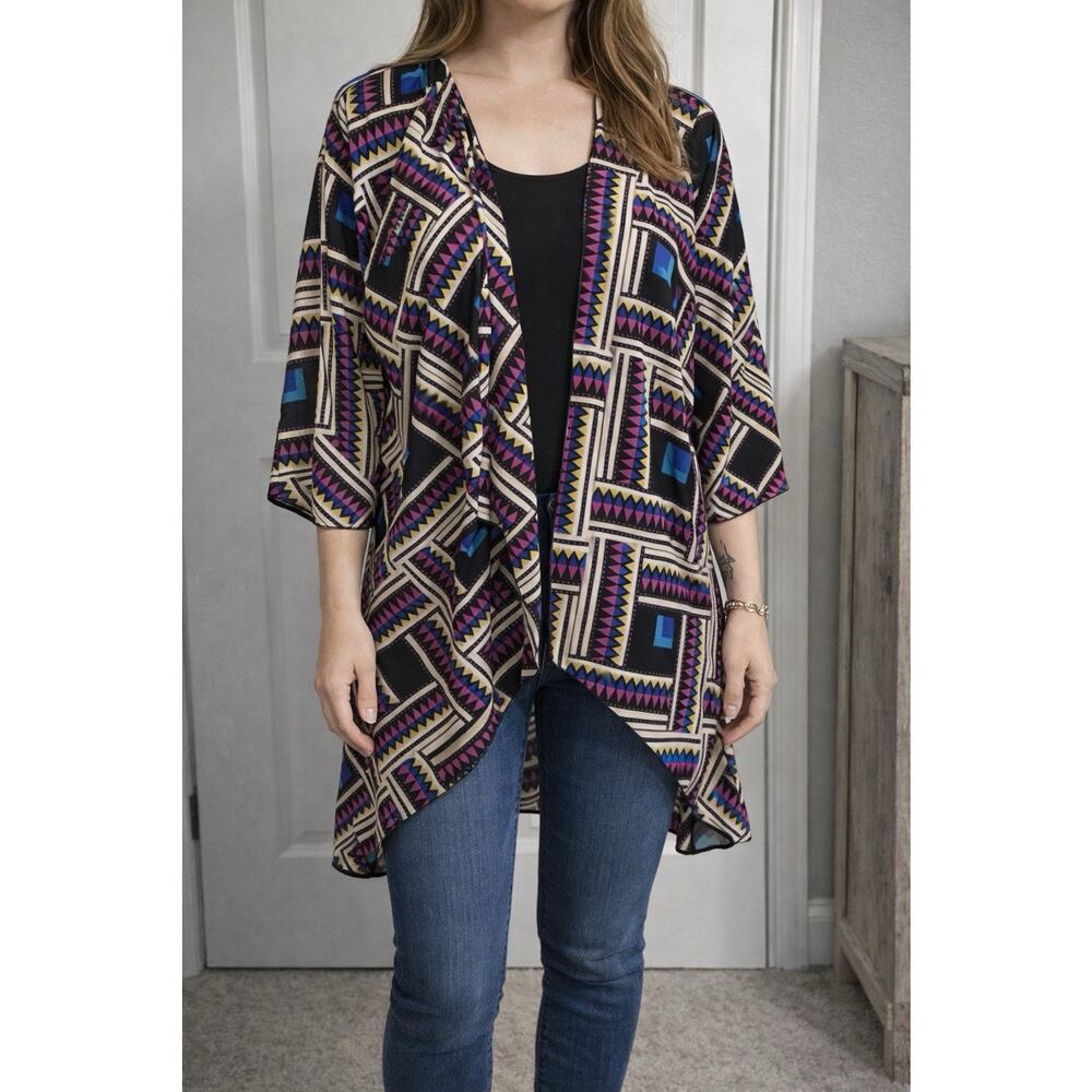 LuLaRoe Shirley Kimono Large Southwestern Aztec Open Front Duster NWT